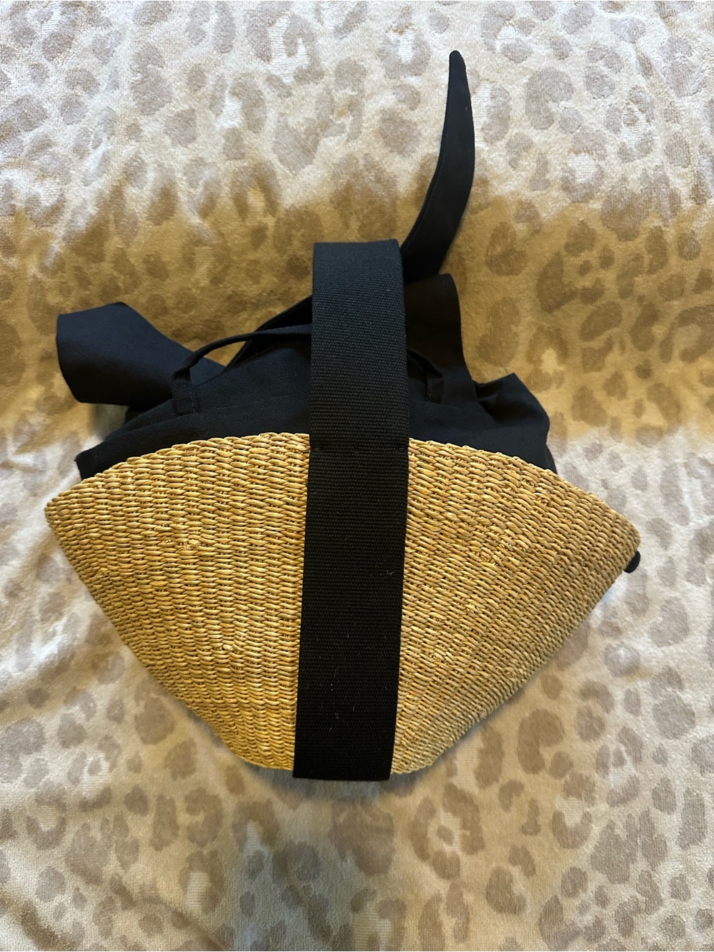 Sophie mini webbing-trimmed woven straw tote - Picture 4 of 7